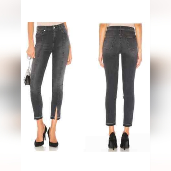 7 For All Mankind Denim - 7forallmankind Ankle Skinny with Seams and Front Splits in Vintage Noir